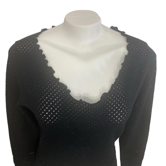 Le Donne Di Mariella Aburani Y2K Italian Designer Wool Mesh Lettuce Edge Sweater - Picture 4 of 16